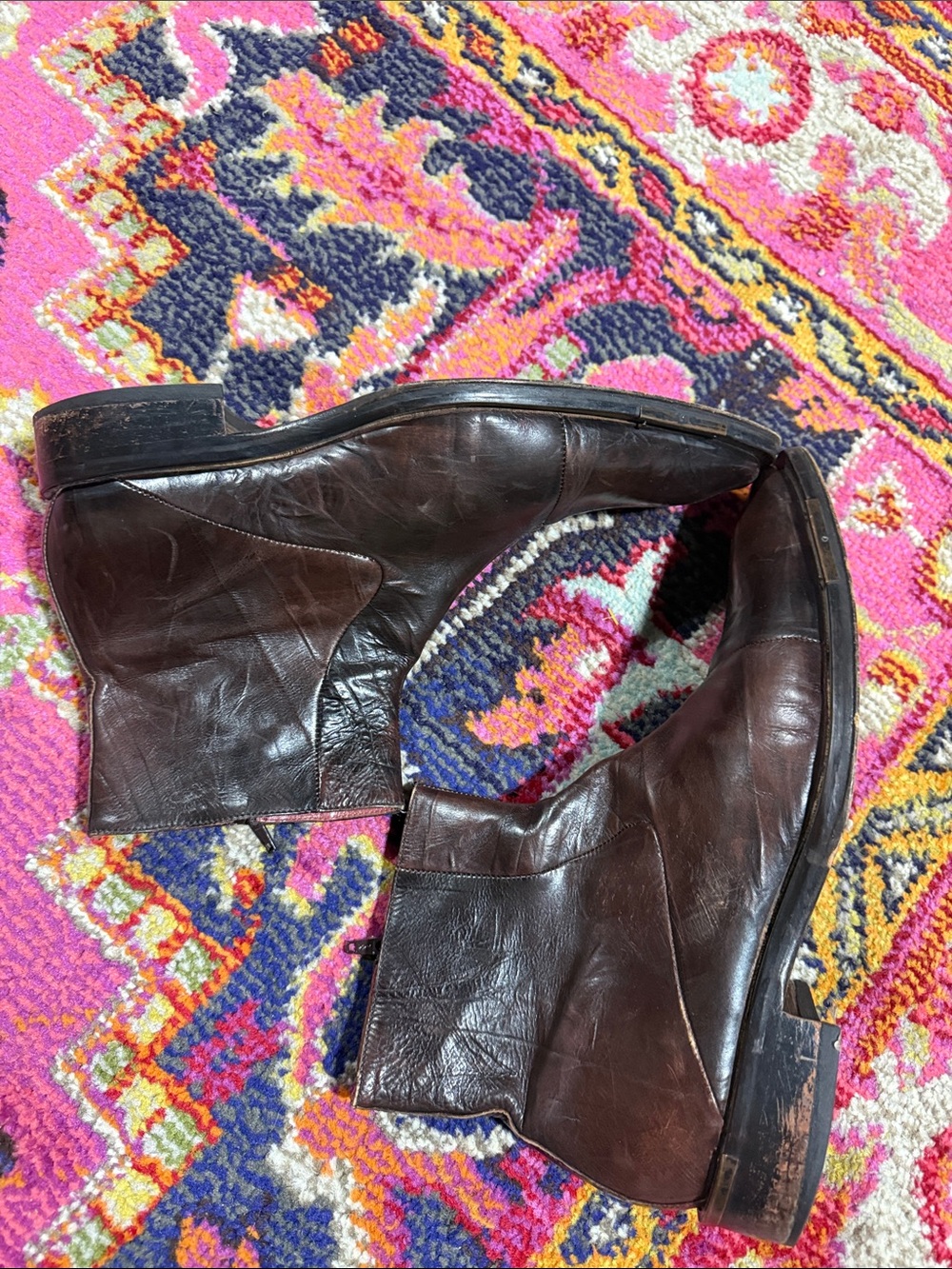 Jo GHOST Textured Leather Side Zipper Boots size 42